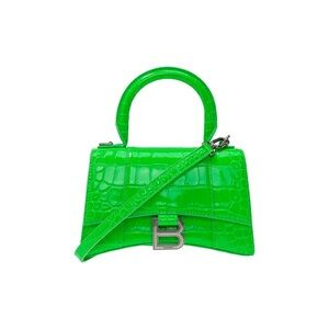 Balenciaga Hourglass XS Top Handle Bag crocodile calfskin Green- 100% Authentic